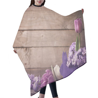 Personality  Easter Composition On Old Wooden Background Hair Cutting Cape