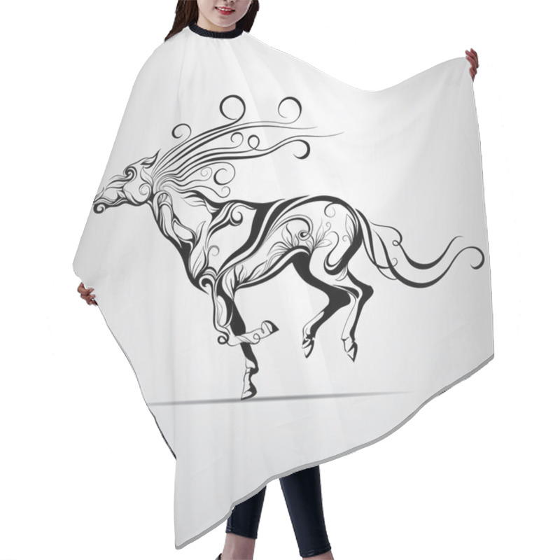 Personality  Silhouette Of A Running Horse Hair Cutting Cape