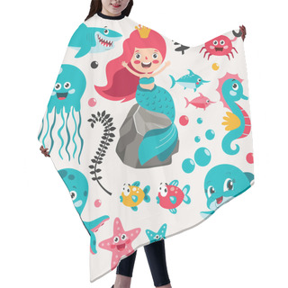 Personality  Set Of Cartoon Sea Elements Hair Cutting Cape