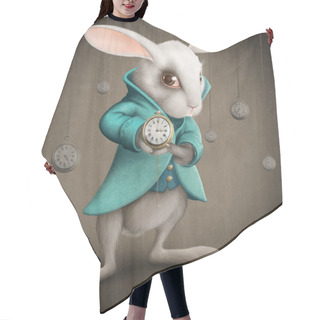 Personality  White Rabbit With Clock Hair Cutting Cape