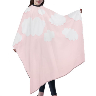 Personality  Top View Of White Paper Clouds Isolated On Pink With Copy Space Hair Cutting Cape