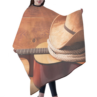 Personality  Country Music Picture With Guitar And Cowboy Hat  Hair Cutting Cape