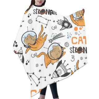 Personality  Kids Cute Seamless Pattern With Cat In Space. Space Background. Print For T-shirts, Textiles, Wrapping Paper, Web. Hair Cutting Cape