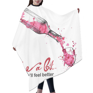 Personality  Wine Illustration - Sketch And Art Style Hair Cutting Cape