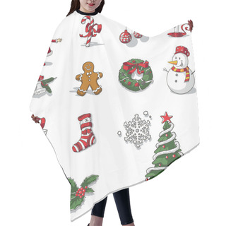 Personality  Christmas Graphic Elements Hand Drawn Vector Hair Cutting Cape