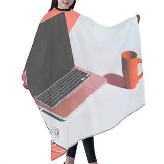 Personality  Coffee, Earphones And Laptop  Hair Cutting Cape