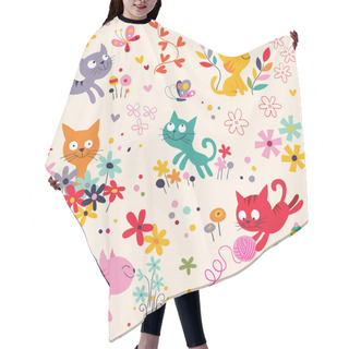 Personality  Cute Kittens Pattern Hair Cutting Cape