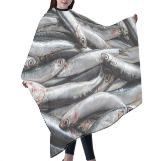 Personality  Fresh Anchovy Fish On The Supermarket Hair Cutting Cape