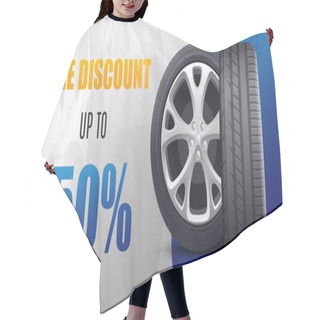 Personality  Tire Discount Advertising Coupon Or Flyer Template Vector Illustration. Hair Cutting Cape