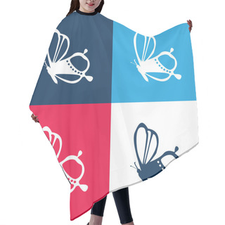 Personality  Beauty On Butterfly Side View Design Blue And Red Four Color Minimal Icon Set Hair Cutting Cape