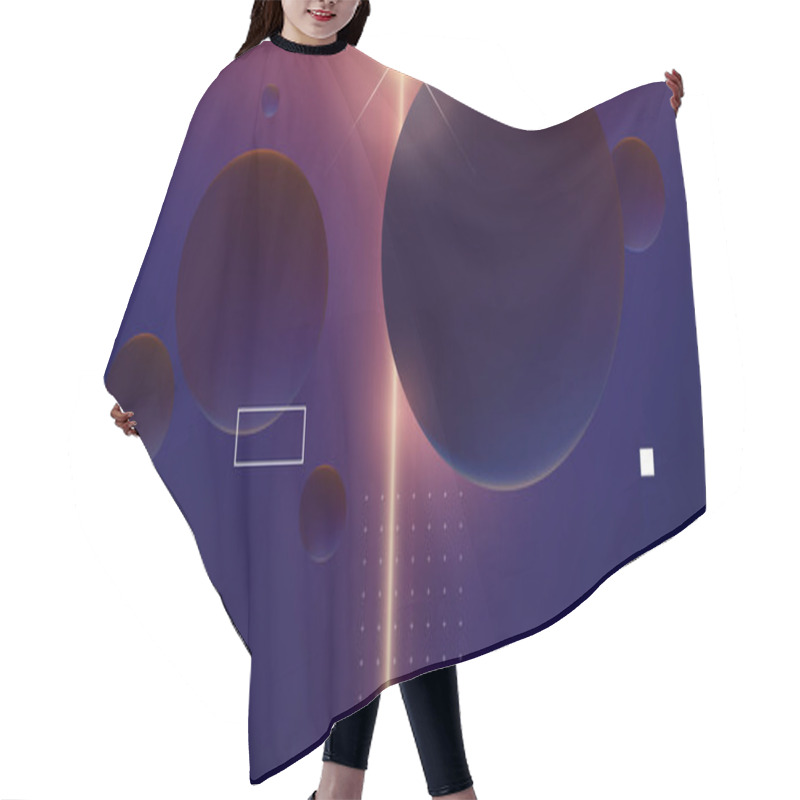 Personality  Retrowave Space - Cosmic Background Of Luminescence Sphere Shape And Glowing Light Ray, Retro Modern Background Template Hair Cutting Cape