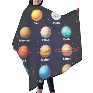Personality  Glossy Planets Vector Set Hair Cutting Cape
