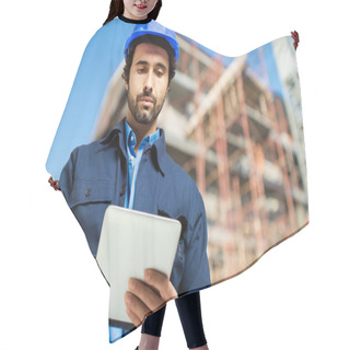 Personality  Worker In A Construction Site Hair Cutting Cape