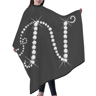 Personality  N Letter With Diamonds Bling Stars Hair Cutting Cape
