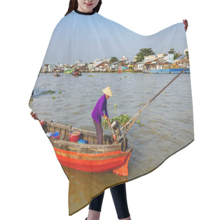 Personality  The Floating Market In The Mekong Delta In Vietnam Hair Cutting Cape