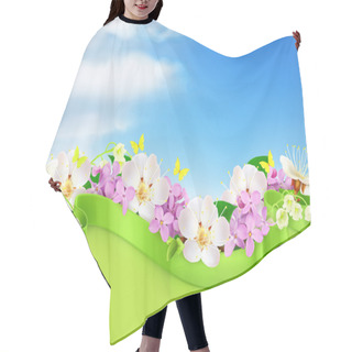 Personality  Spring Flowers And Clouds, Vector Background Hair Cutting Cape