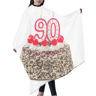 Personality  Birthday Cake With Burning Candle Number Hair Cutting Cape