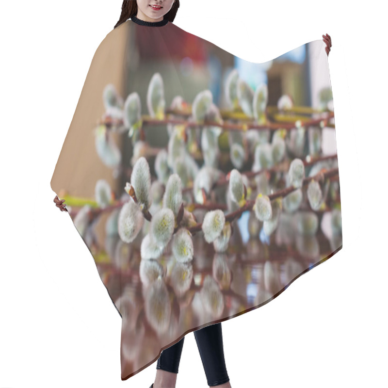 Personality  Spring Flowering Branches Of Catkins Willow. Easter, Bokeh Background Hair Cutting Cape