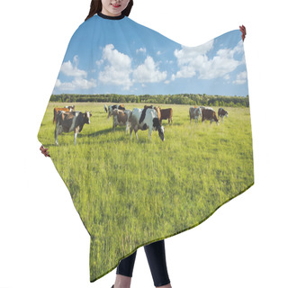 Personality  Cows Grazing In Green Meadow Hair Cutting Cape