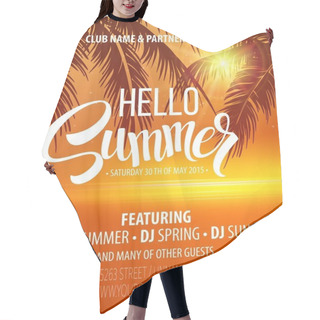 Personality  Hello Summer Beach Party Flyer. Vector Design Hair Cutting Cape