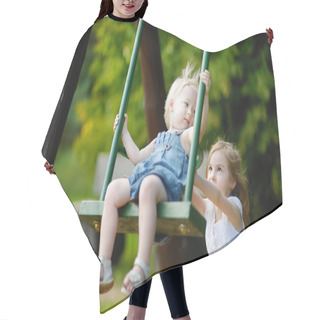 Personality  Two Little Sisters Having Fun On A Swing Hair Cutting Cape