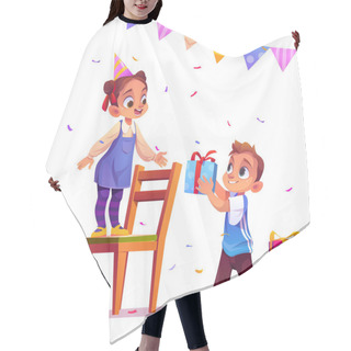Personality  Birthday Girl Receive Gift From Boy, Party, Event Hair Cutting Cape