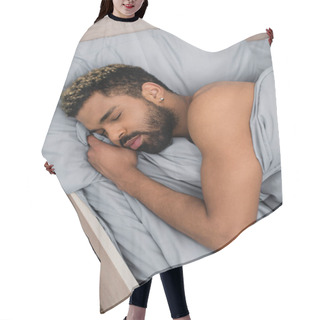 Personality  High Angle View Of Bearded African American Man With Closed Eyes Sleeping In Bed Hair Cutting Cape