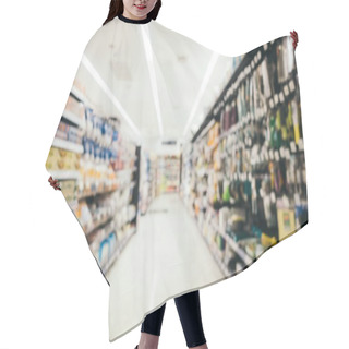 Personality  Abstract Blur Supermarket In Shopping Mall And Store Interior For Background Hair Cutting Cape