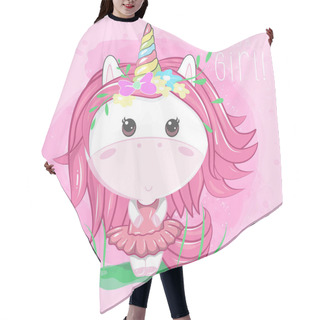 Personality  Cute Unicorn Girl On Pink Background Hair Cutting Cape