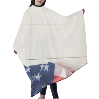 Personality  Top View Of American Flag On White Wooden Surface  Hair Cutting Cape