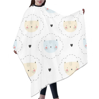 Personality  Cute Seamless Pattern With Pastel Cat Heads For Childish Design Hair Cutting Cape