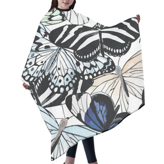 Personality  Butterflies Black And White Watercolor Seamless Background Hair Cutting Cape