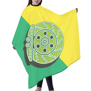 Personality  Brake Green And Yellow Modern 3d Vector Icon Logo Hair Cutting Cape