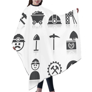 Personality  Coal Mine, Miner Icons Set Hair Cutting Cape