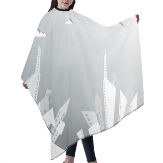 Personality  White City Collection, City Background Made Of Paper Stickers Hair Cutting Cape
