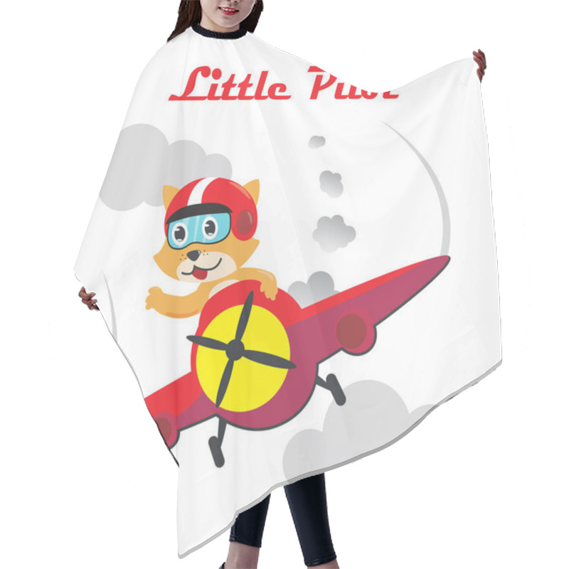 Personality  Vector illustration of a cute little pilot flying on a plane. with cartoon style. Creative vector childish background for fabric, textile, nursery wallpaper, poster, card, brochure. hair cutting cape