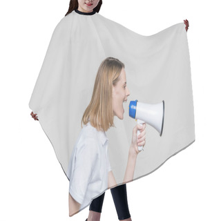 Personality  Woman Screaming Into Megaphone Hair Cutting Cape