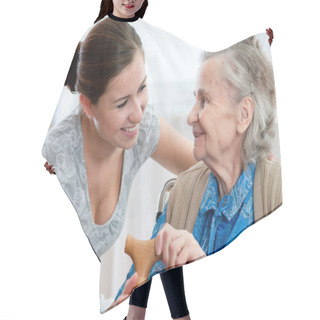 Personality  Nursing Lady At Home Hair Cutting Cape