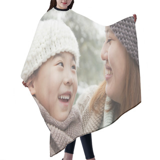 Personality  Mother And Daughter In Winter Hair Cutting Cape