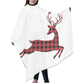 Personality  Deer Pattern At Buffalo Plaid. Festive Background For Design And Print Hair Cutting Cape