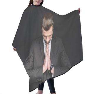 Personality  Young Handsome Businessman Hair Cutting Cape