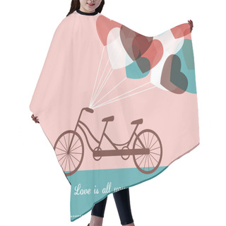 Personality  Valentine's Card With Tandem Bicycle Hair Cutting Cape