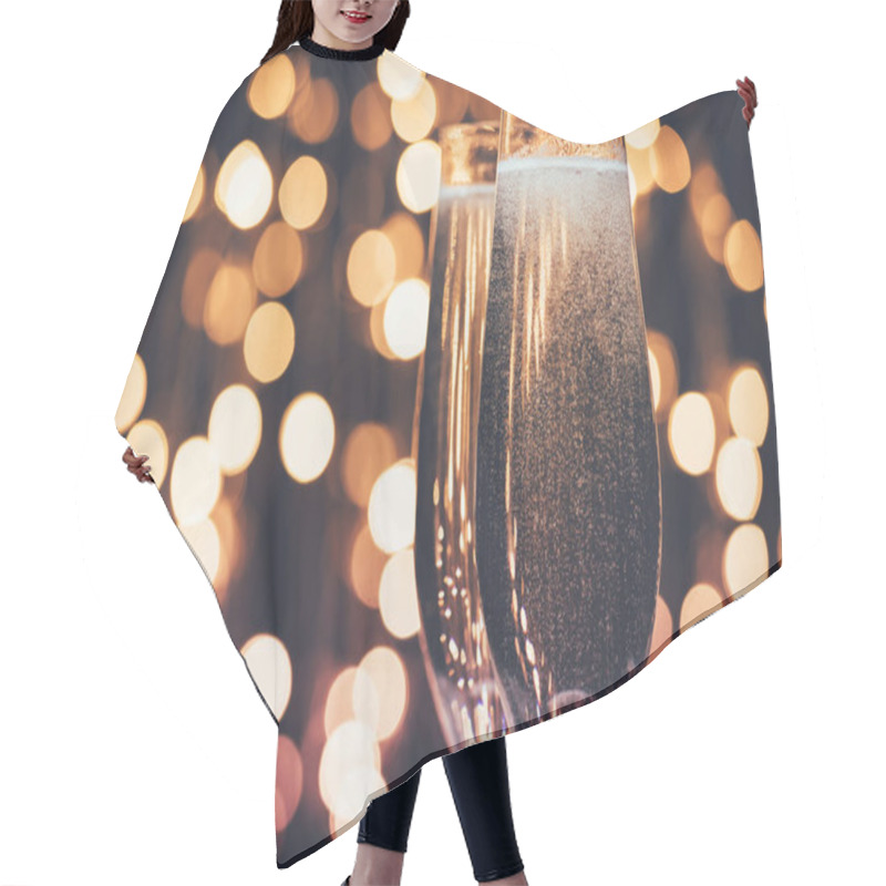 Personality  Glasses Of Champagne With Bubbles  Hair Cutting Cape