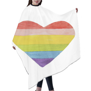 Personality  Watercolor Rainbow Heart Isolated, Hand-drawn Colorful Love Concept. Childhood, Lgbt, Love. Hair Cutting Cape
