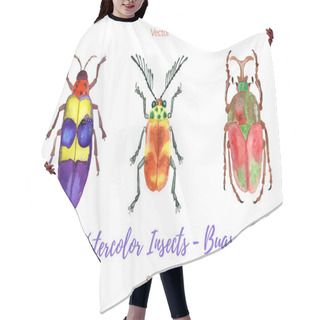 Personality  Set Of Hand Painted Watercolor Insects Hair Cutting Cape