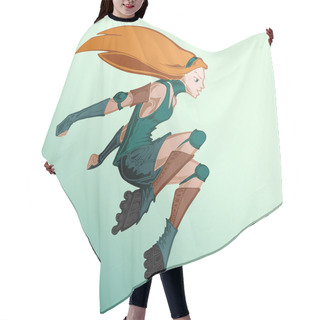 Personality  Vector Illustration Of Roller Girl. Hair Cutting Cape