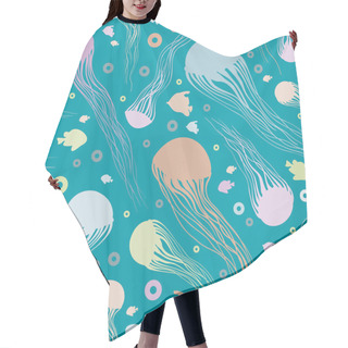 Personality  Seamless Pattern With Jellyfish. Hair Cutting Cape