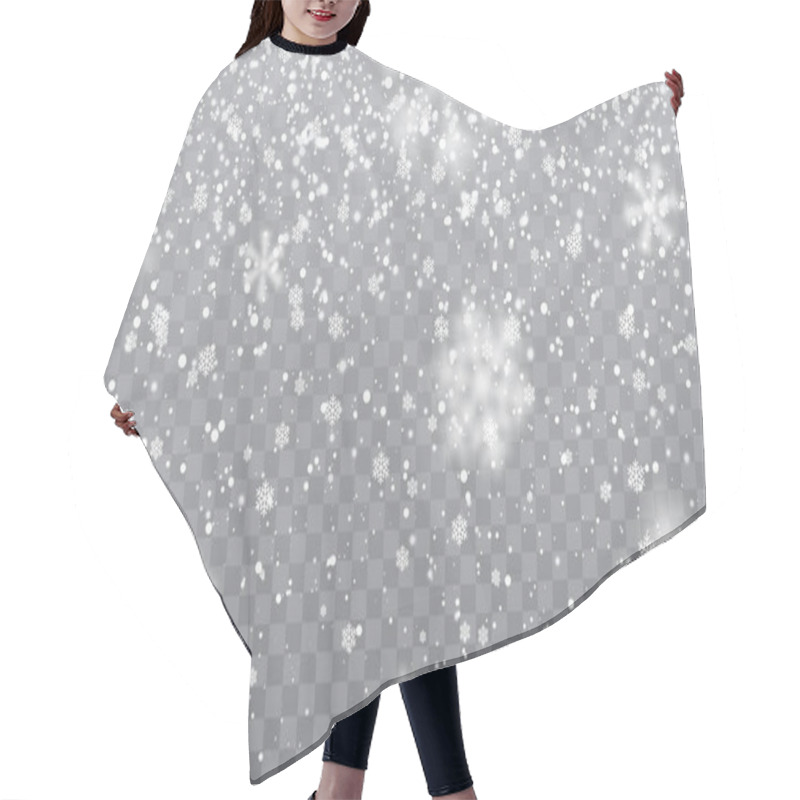 Personality  Christmas snow. Falling snowflakes on transparent background. Snowfall. Vector illustration hair cutting cape