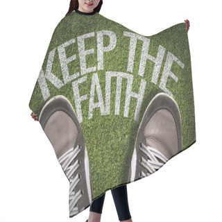 Personality  Sneakers On The Grass With The Text Hair Cutting Cape