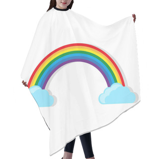 Personality  Cartoon Rainbow With Clouds On White Background. Vector Illustration. EPS 10. Stock Image. Hair Cutting Cape